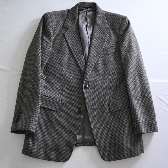 Vtg Joe Namath 38R‎ Gray Brown Blanketweave Tweed Blazer Suit Jacket Sport Coat